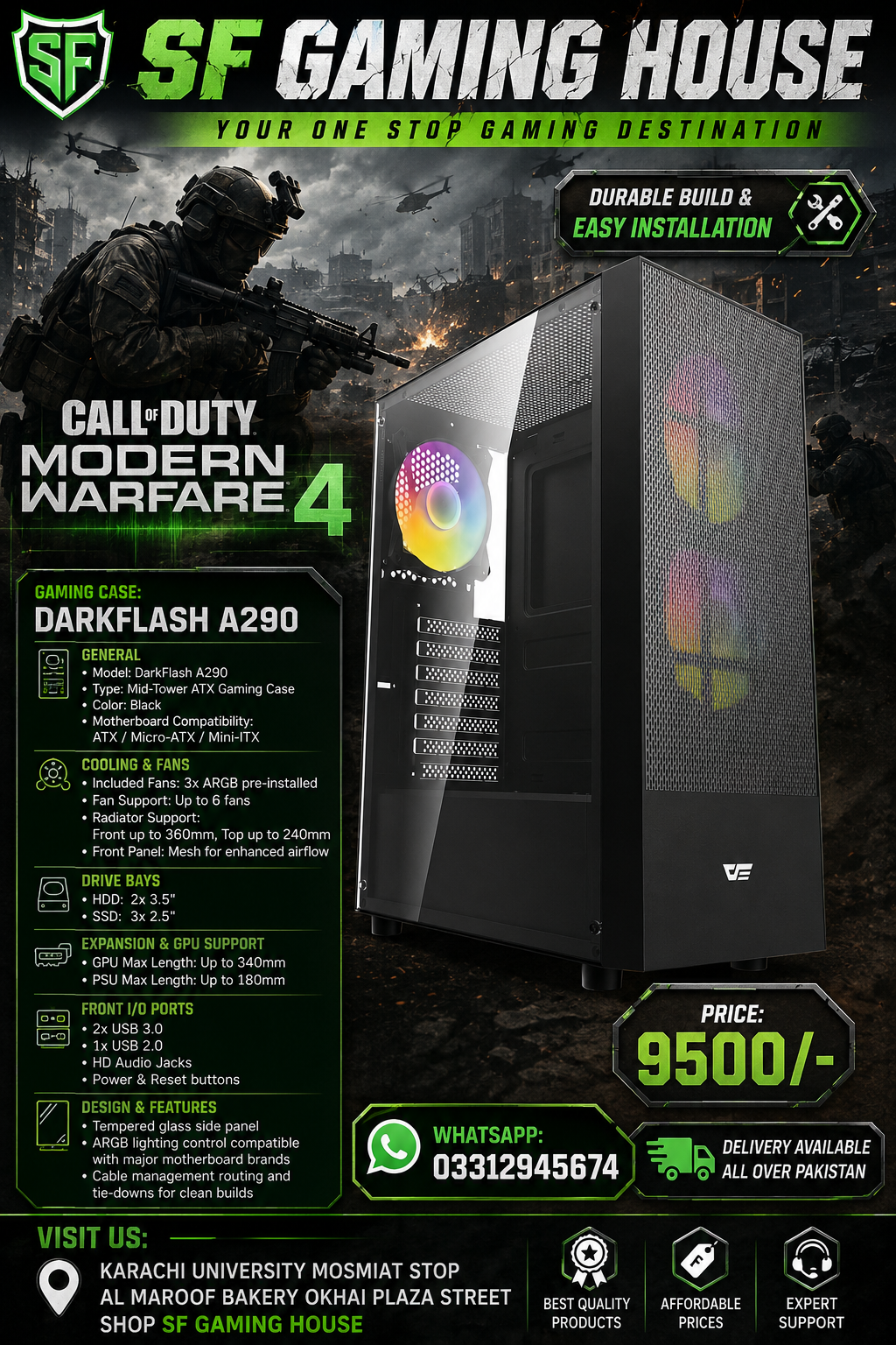 DarkFlash A290 with 3 ARGB Fans - Image 1