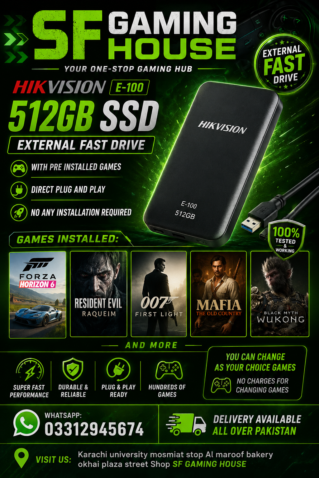 3.0 USB Portable 512GB SSD with Choice Games - Image 1